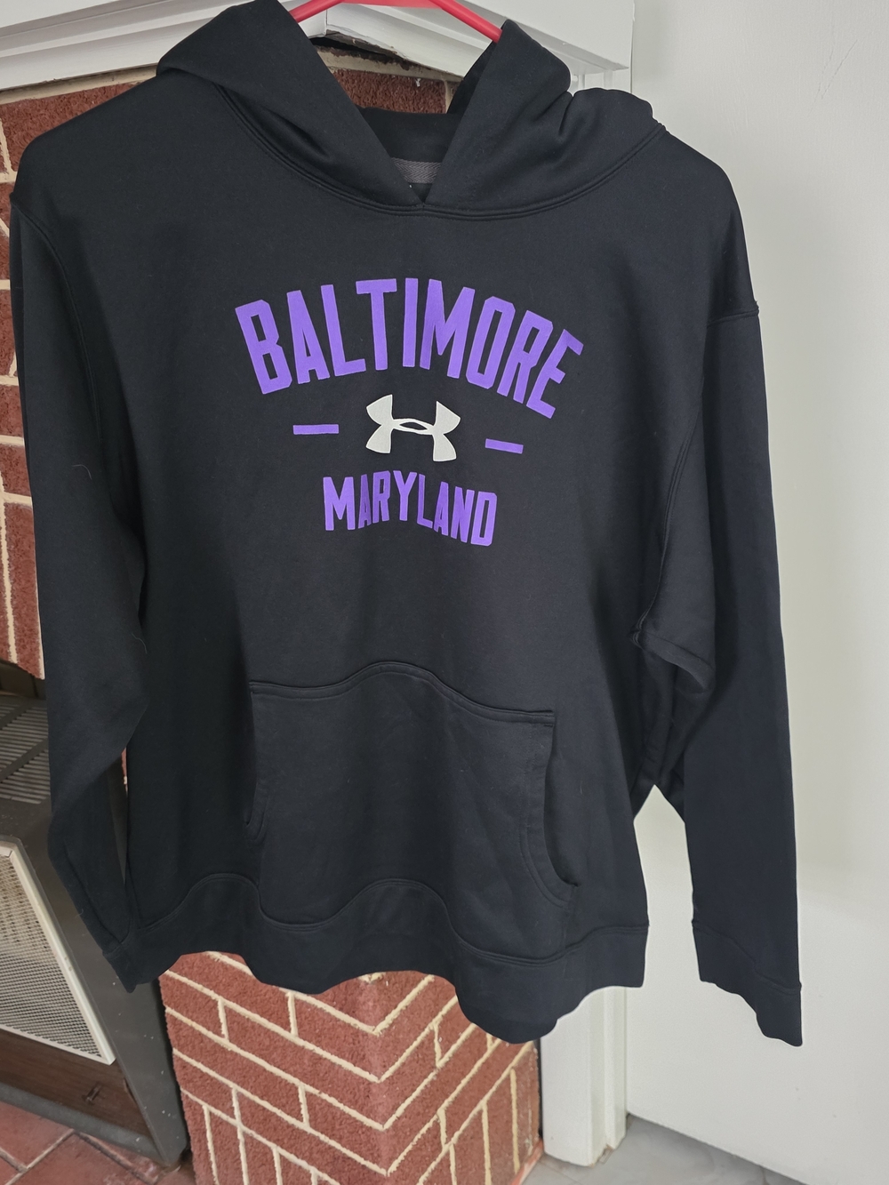 Under Armour Baltimore Maryland Black Hoodie with Purple Logo